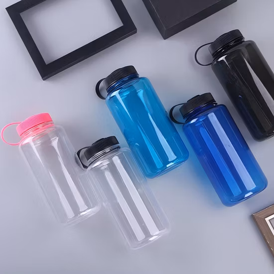 Garrafa de água Tritan com logotipo personalizado de 32 onças e tampa de boca larga 1.000 ml com alça