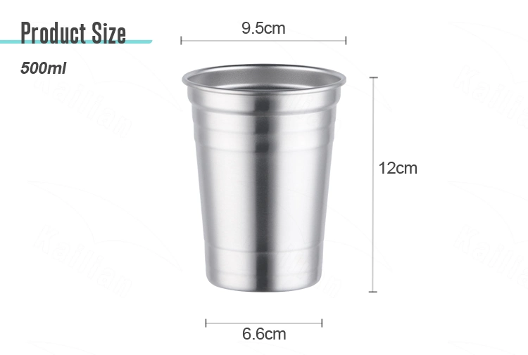 500ml Custom Small Beer Pong Pint Party Drink Stackable Single Wall Water Shot Tumbler Metal Glass Stainless Steel Cup