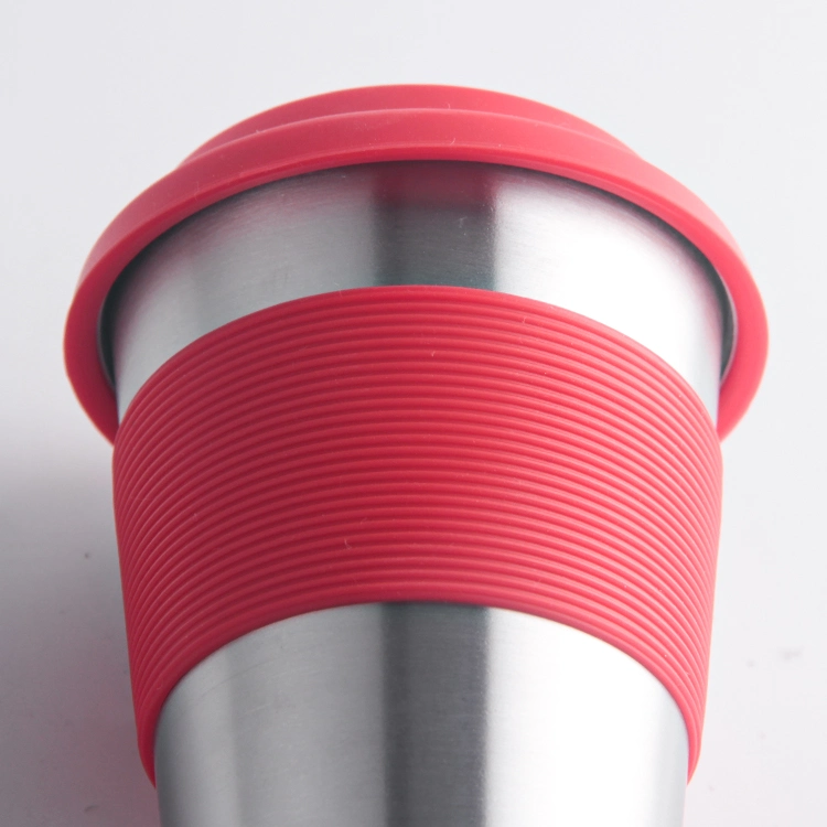 350ml Small Pint Drink Stackable Single Wall Water Shot Tumbler Metal Glass Stainless Steel Cup with Silicone Lid