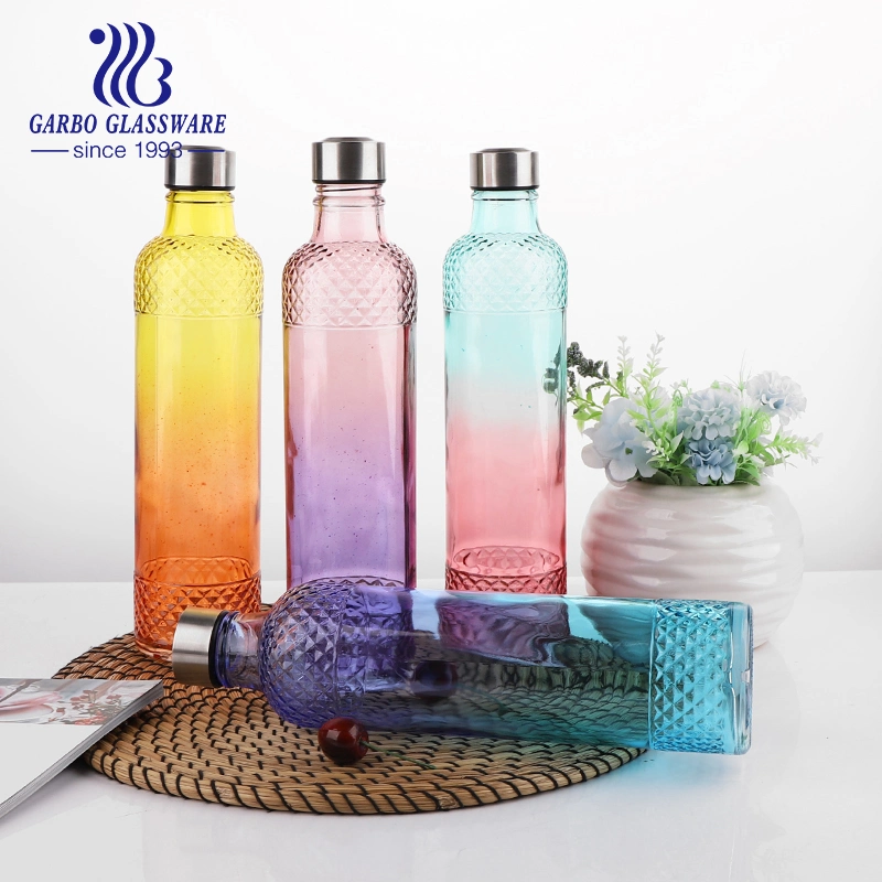 Cheap Price Colored Glass Water Bottle with Sealed Lid Spray Color