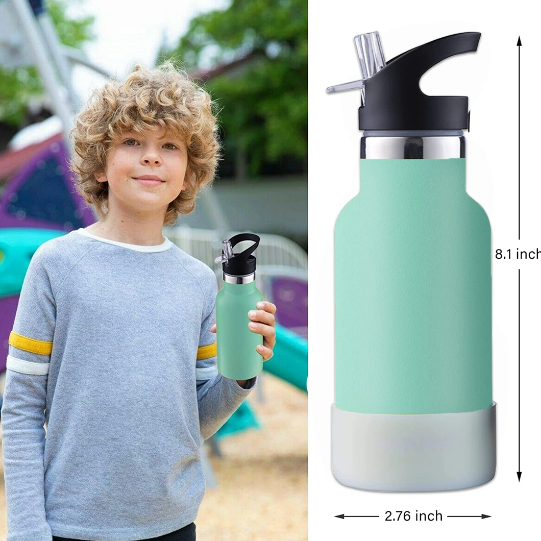 Stainless Steel Hydro Water Bottle 12oz Insulated Standard Mouth Flask with Leakproof Straw Lid