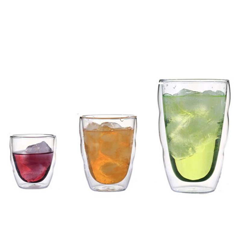 Wholesale Clear Double Wall Drinking Beer Glass Espresso Latte Cup Glass Coffee Cup Heat Resistant Wine Mugs Borosilicate Glassware Tea Cups Mug