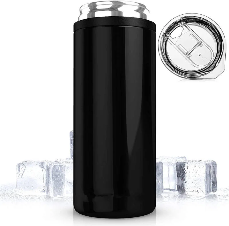 2023 Slim Double-Walled Stainless Steel Insulated 4in 1 Can Cooler-Skinny Tumbler for 12 Oz Slim Cans