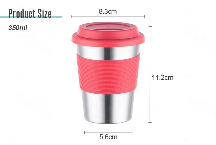 350ml Small Pint Drink Stackable Single Wall Water Shot Tumbler Metal Glass Stainless Steel Cup with Silicone Lid