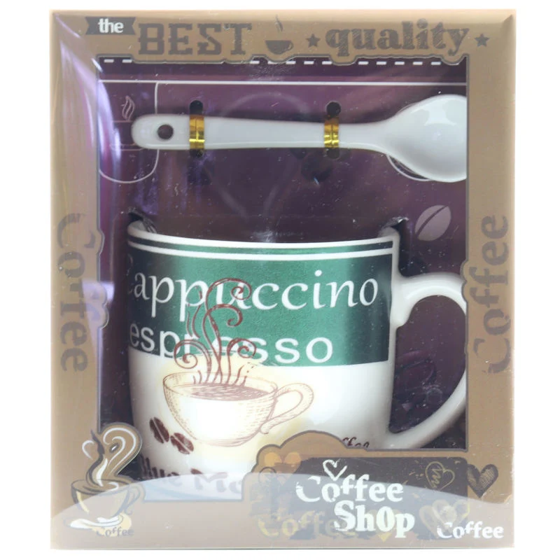 Custom Mug Ceramic Design Custom Logo Cup with Spoon