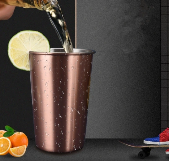 Stainless Steel Pint Cup Cold Drink Cup Titanium Plated Beer Cup