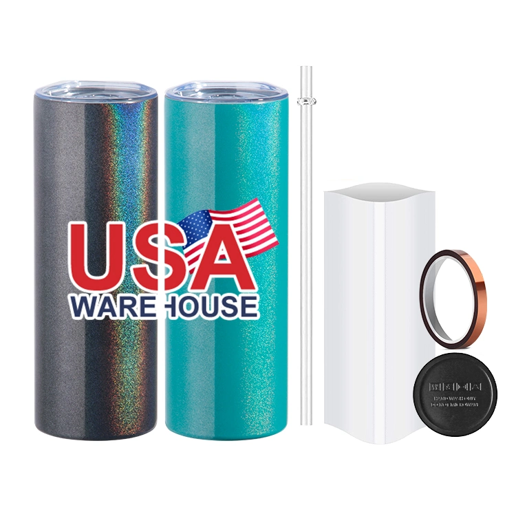 Free Shipping 20oz Straight Tumbler Glitter Finish Double Wall Vacuum Insulated Tumbler for Sublimation