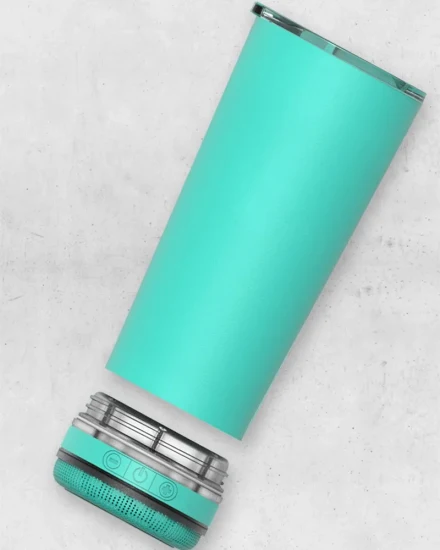 Copo de música de aço inoxidável sublimação 500 ml para ambientes externos Blue Tooth sem fio alto-falante garrafa de água copo com alto-falante Bluetooth