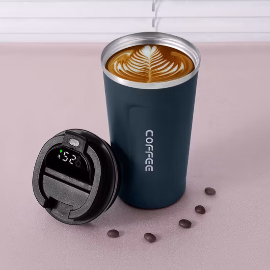 510ml 380ml Copo Smart Touch Temperatura Aço Inoxidável Parede Dupla Isolado a Vácuo Caneca de Café Térmica Inteligente com Tampa Visor à Prova de Vazamento