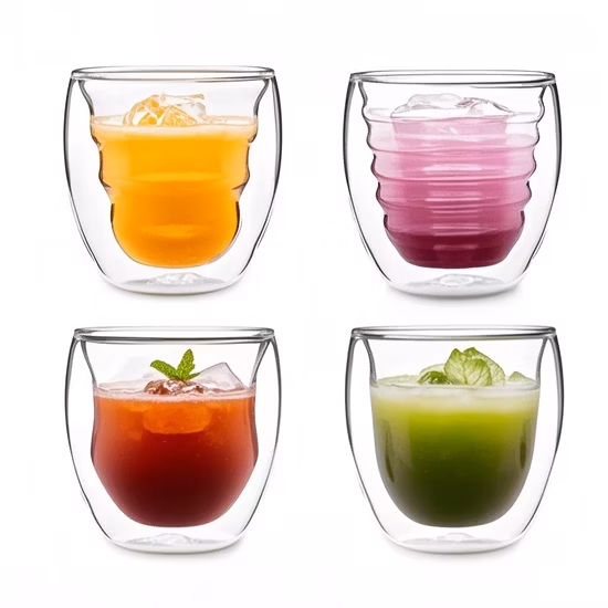 Copo de vidro com leite de parede dupla transparente caneca de café para chá vinho água potável copo de vidro borosilicato para resfriador gelado gelado copo de cerveja caneca de chá