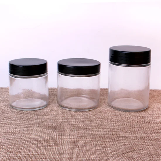 Frasco de vidro redondo para armazenamento de alimentos 30ml-1000ml com tampa de plástico